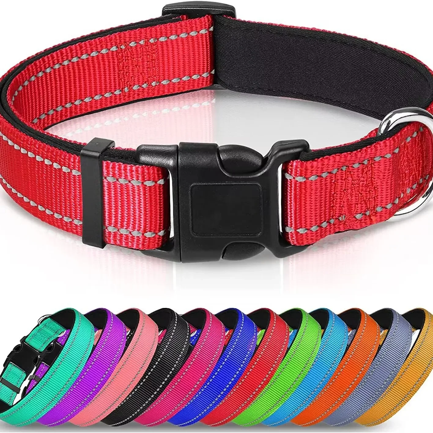 coleira de nylon para cães com acolchoamento