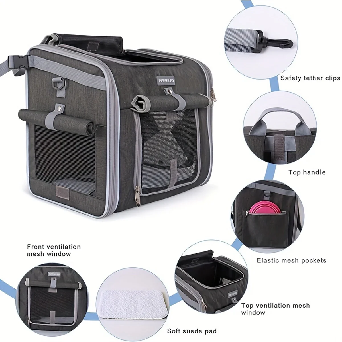 Cesta de Bicicleta para Cães e Gatos Expansível com 4 Portas - Image 2