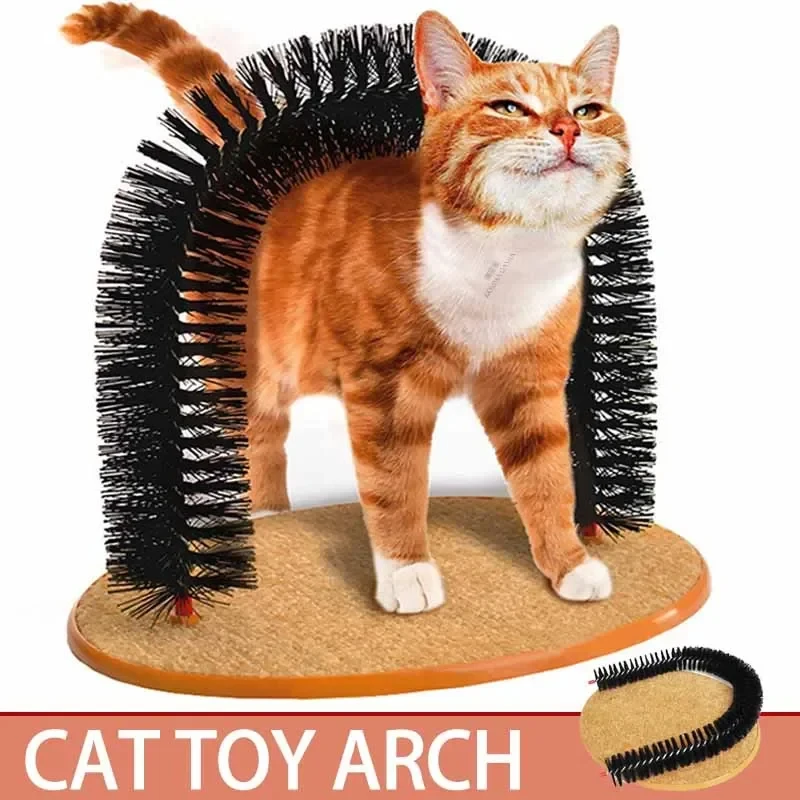 brinquedo arco para gatos com escova