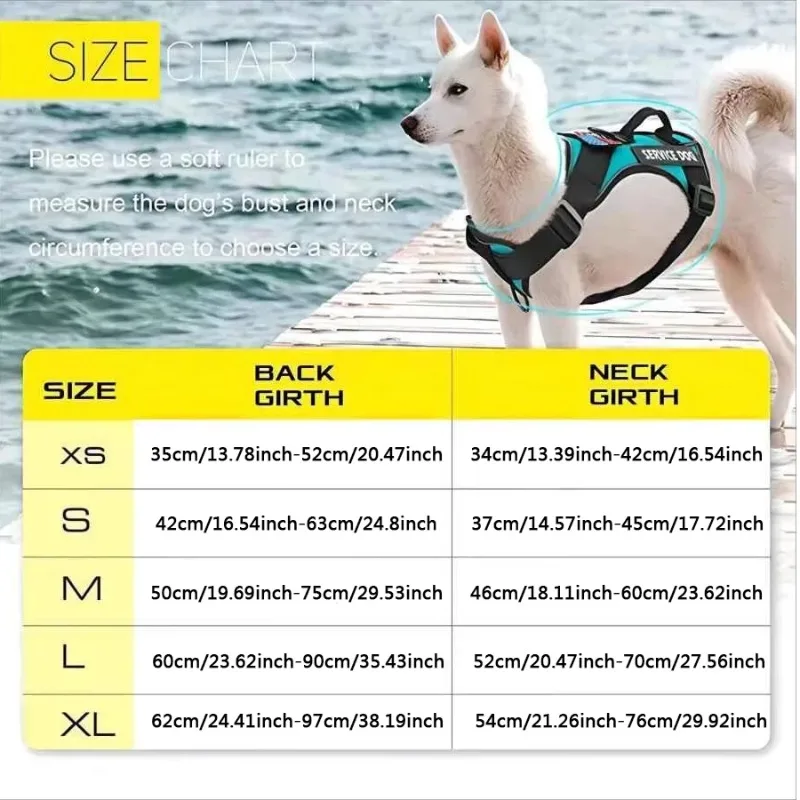 Colete Refletivo para Cães de Serviço com 5 Patches e Arnês Ajustável - Imagem 2