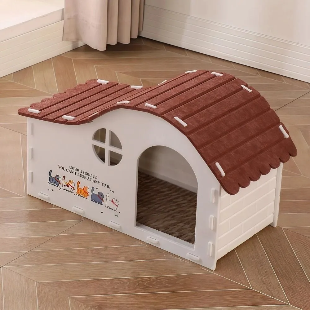 Casa de Gato Dobrável de Feltro 60x30x37 cm para Gatos até 9 kg - Image 4