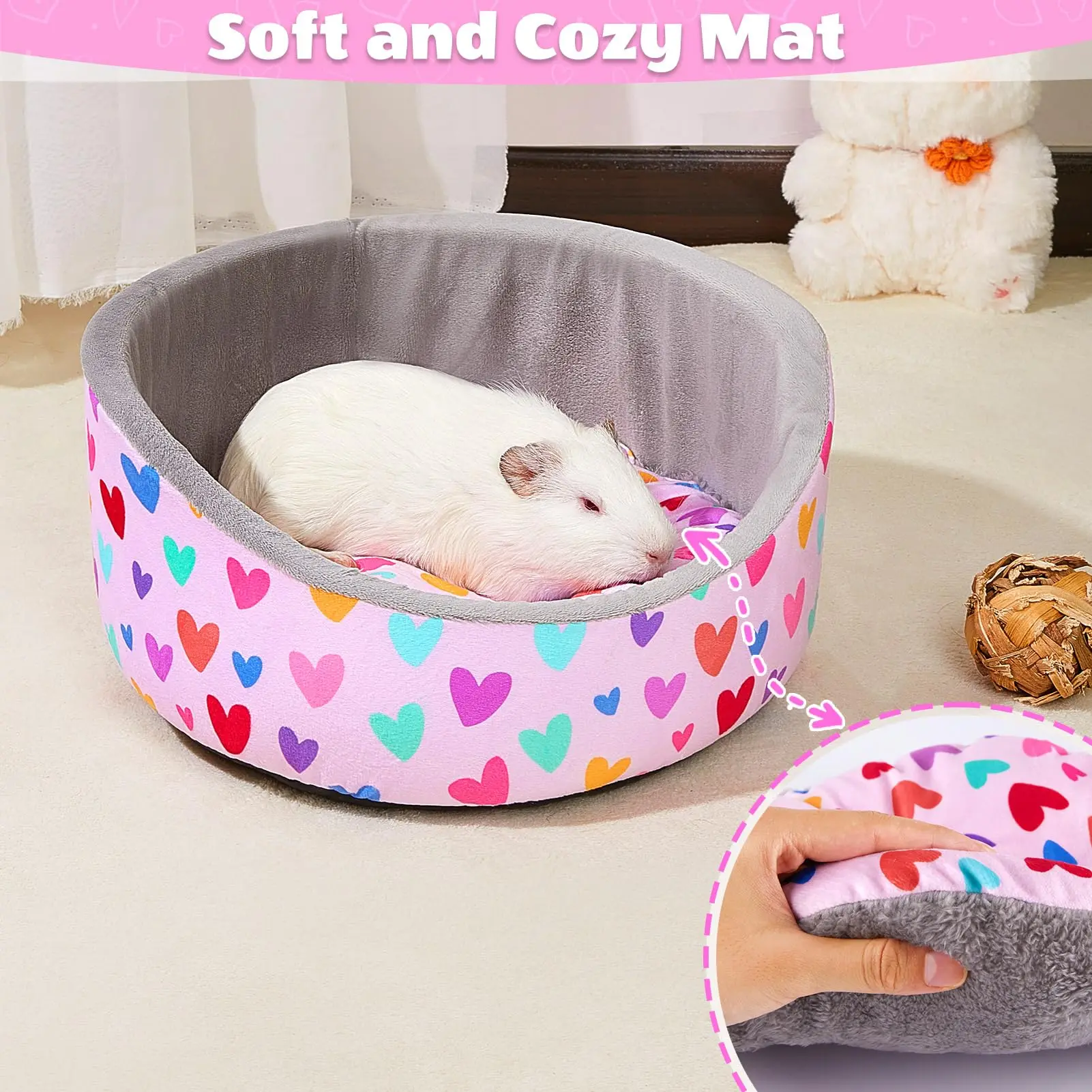Cama Concha para Porquinho-da-Índia e Coelhos com Tapete Removível - Image 2