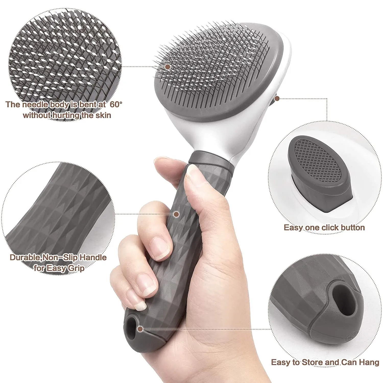 Escova Autolimpante para Cães e Gatos de 20x11 cm para Remoção de Pelos - Imagem 4