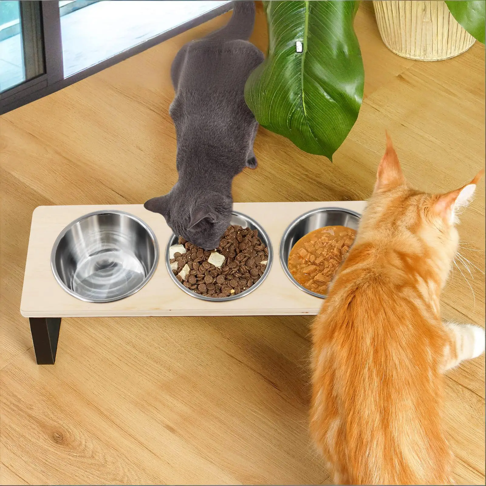 Alimentador Elevado para Gatos com 3 Tigelas Inclinadas de 532 ml - Imagem 2