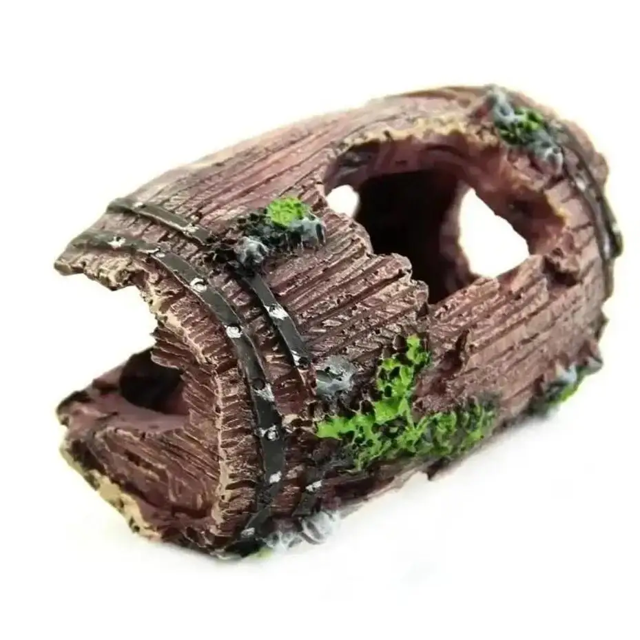 Decoração de Resina para Aquário Barril Quebrado com Musgo 6x9 cm - Imagem 3