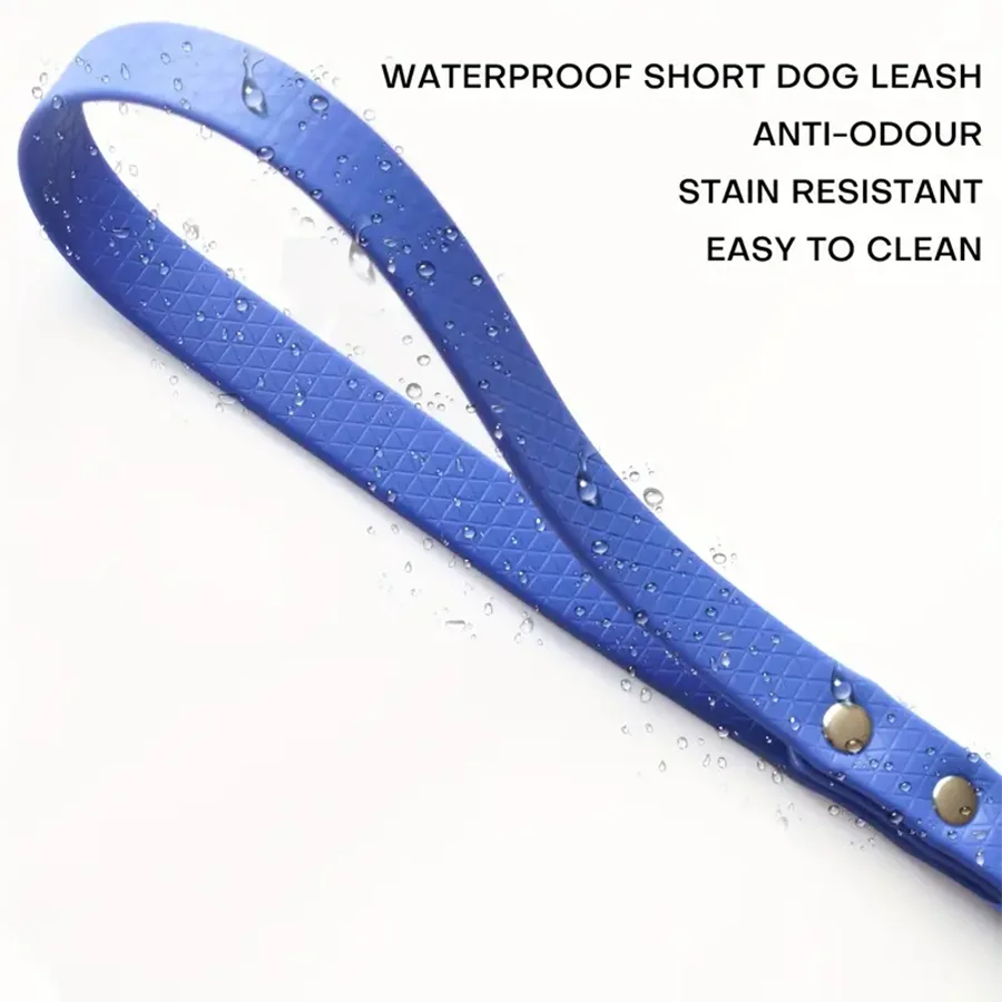 Trela Curta para Cães com Alça Biothane de 1,5 cm, Azul - Imagem 4