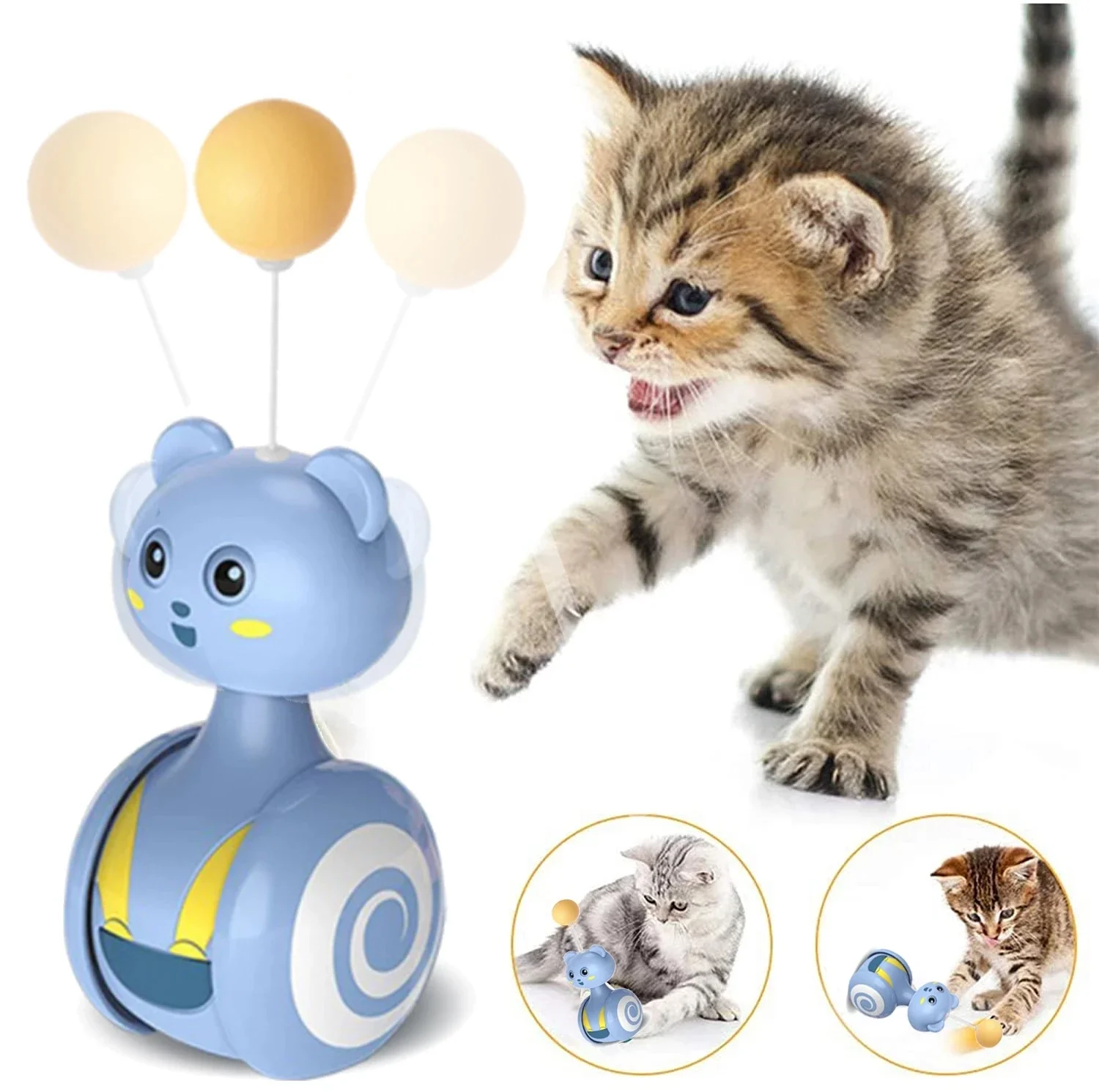 Brinquedo para Gatos com Pena Rotativa e Bola Giratória - Imagem 2