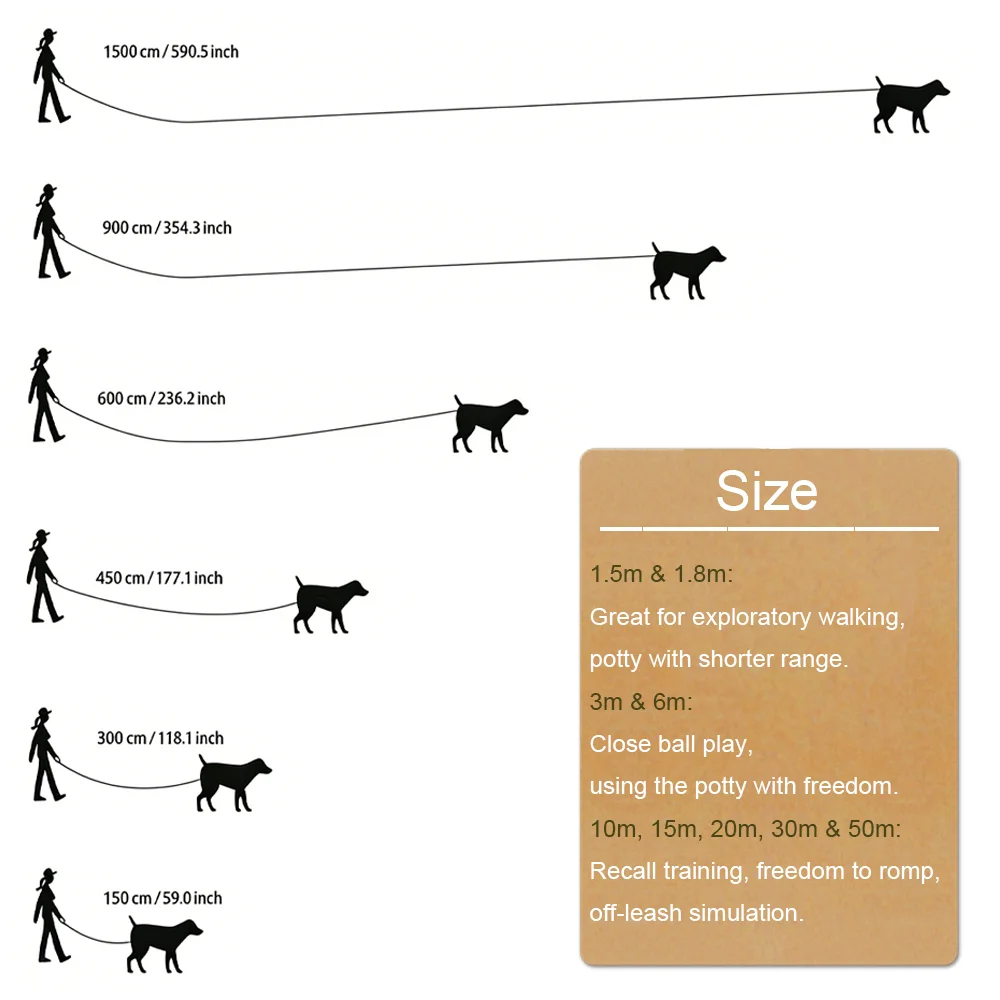 Trela Longa Nylon para Cães e Gatos 1,5 m a 50 m Resistente para Treino - Imagem 2