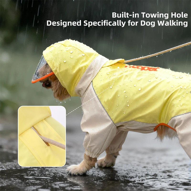 Capa de Chuva para Cães Grandes Impermeável Amarela - Imagem 2