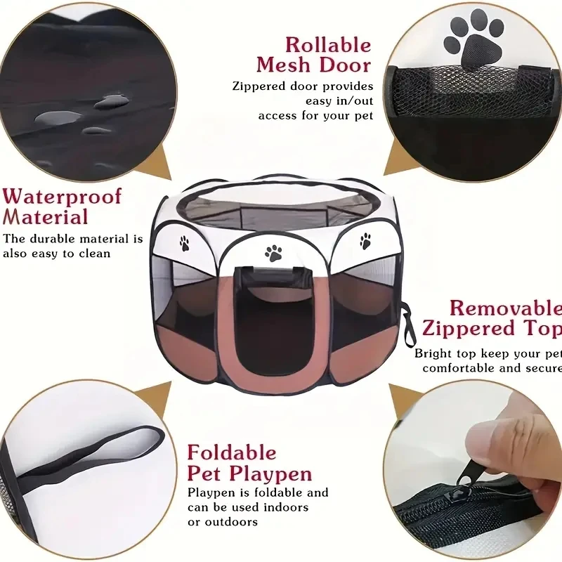Cercado Octogonal para Gatos Tenda Dobrável de Tecido Oxford Impermeável - Imagem 3