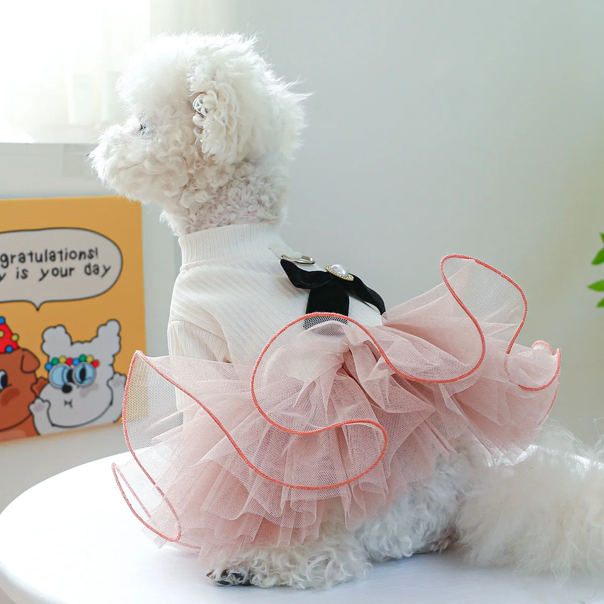 Vestido Tutu para Cães e Gatos de Renda Estampada - Imagem 6