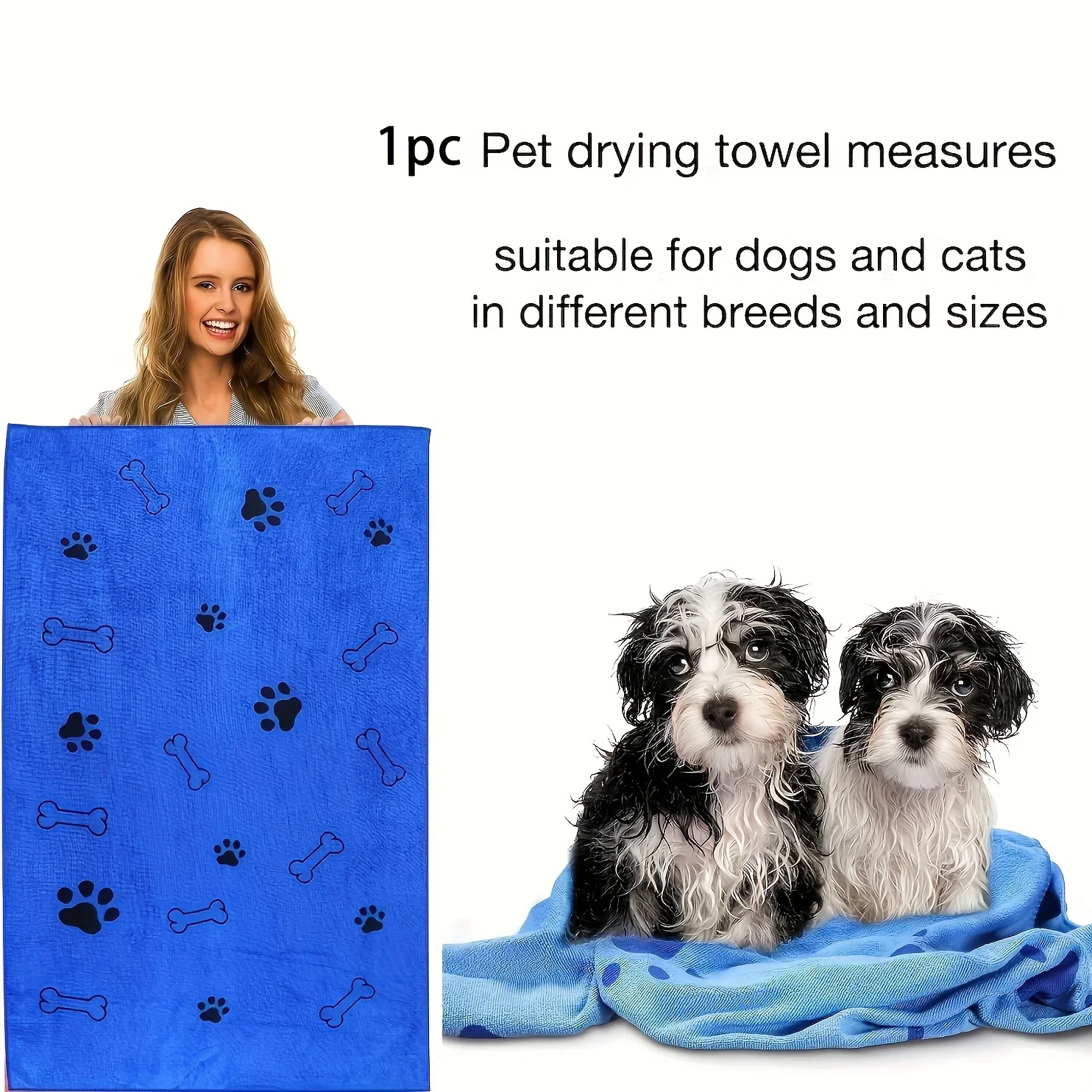 Toalha Microfibra para Cães e Gatos Absorvente Secagem Rápida - Imagem 3