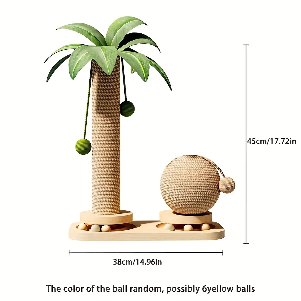 Torre de Arranhar para Gatos de Coqueiro e Sisal com Bola Suspensa - Image 3
