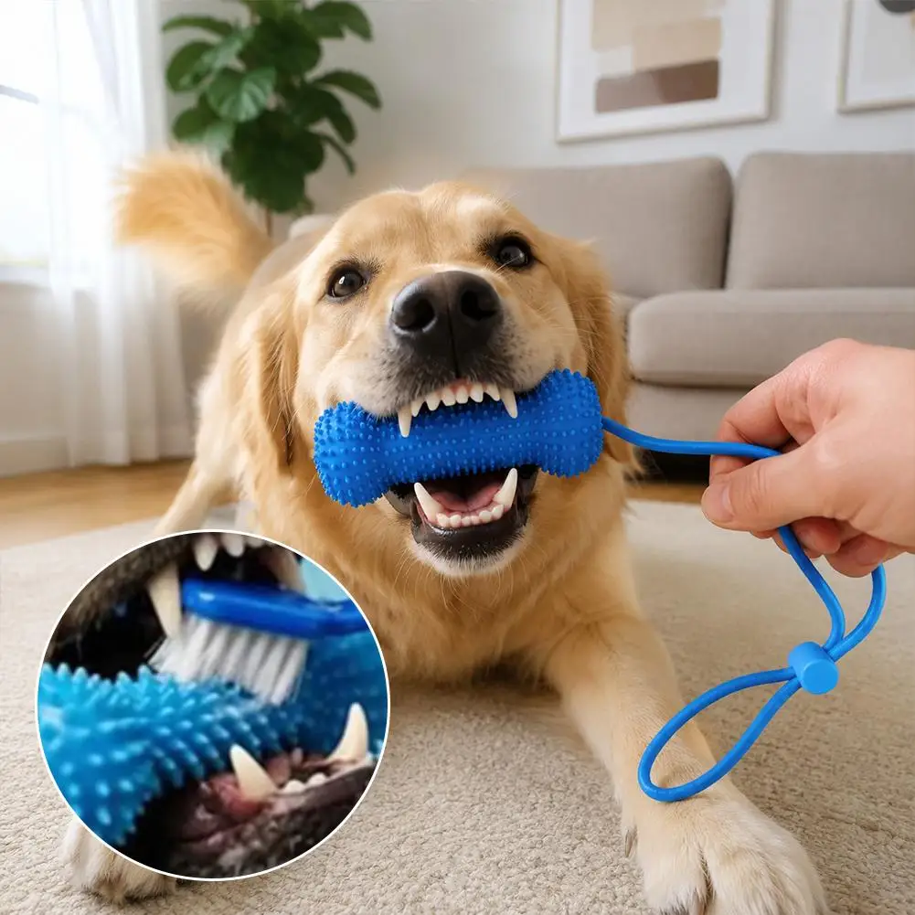 Brinquedo de Mastigar para Cães de Borracha com Corda Ajustável - Imagem 4