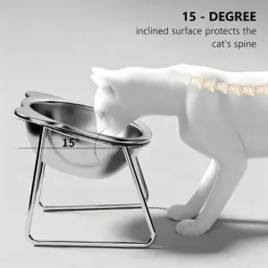 tigela elevada para gatos em aço inoxidável