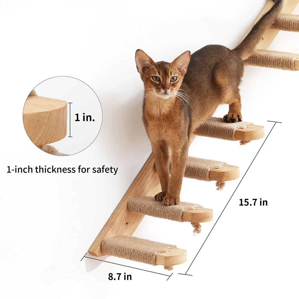 Prateleira de Escalada para Gatos de Madeira Montada na Parede - Image 2