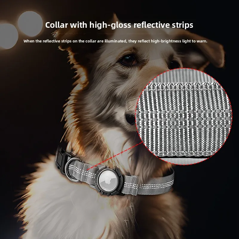 Coleira para Cães Grandes Refletiva com Estojo Airtag e Ajuste - Imagem 3