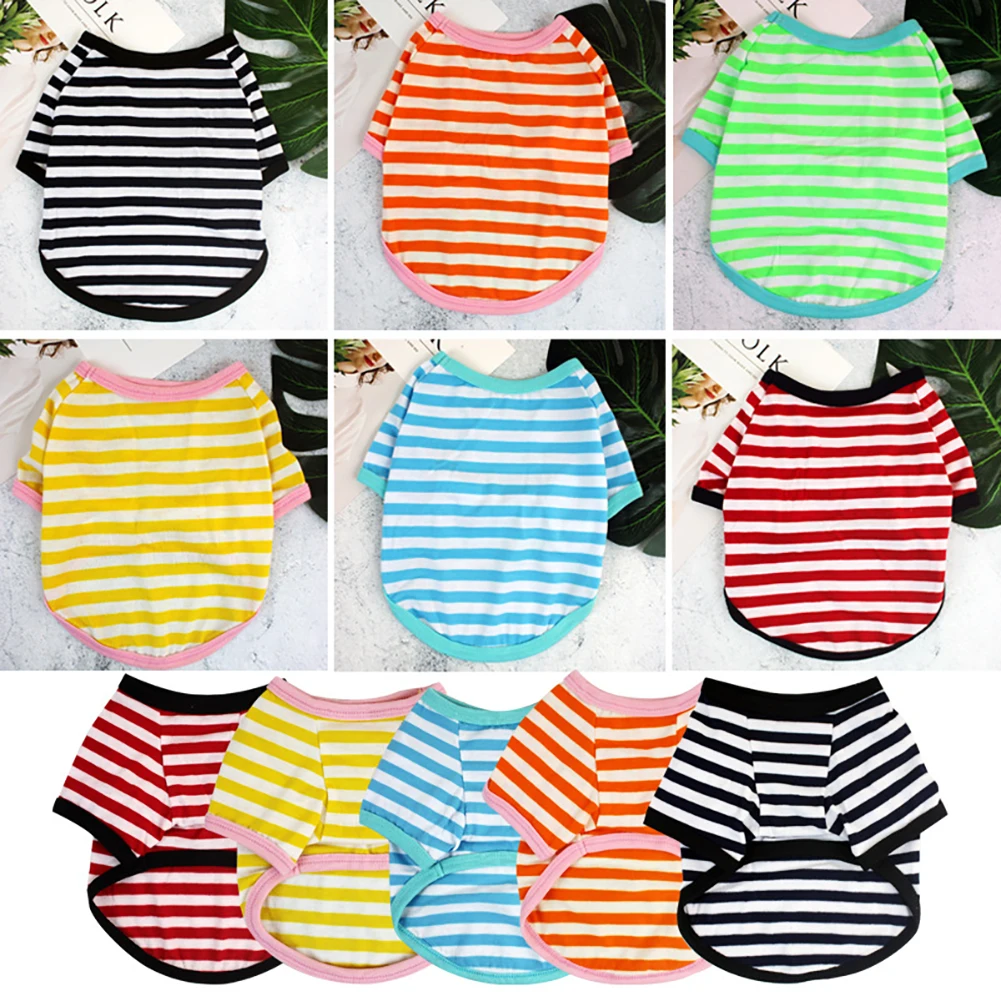 Camiseta Listrada para Cães de Algodão com Gola e Mangas Elásticas - Image 3