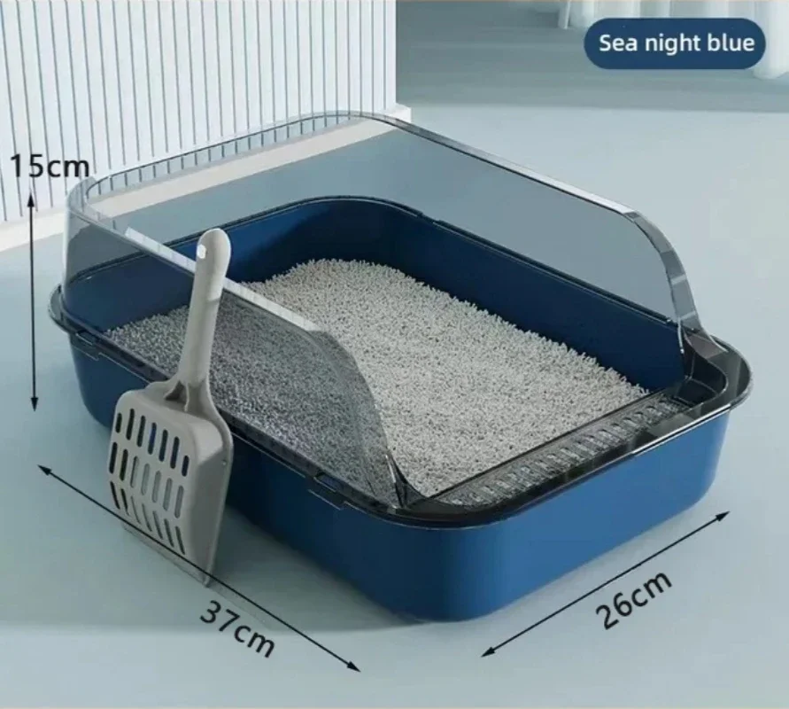 Caixa de Areia Semi-Fechada para Gatos com Borda Elevada - Imagem 3