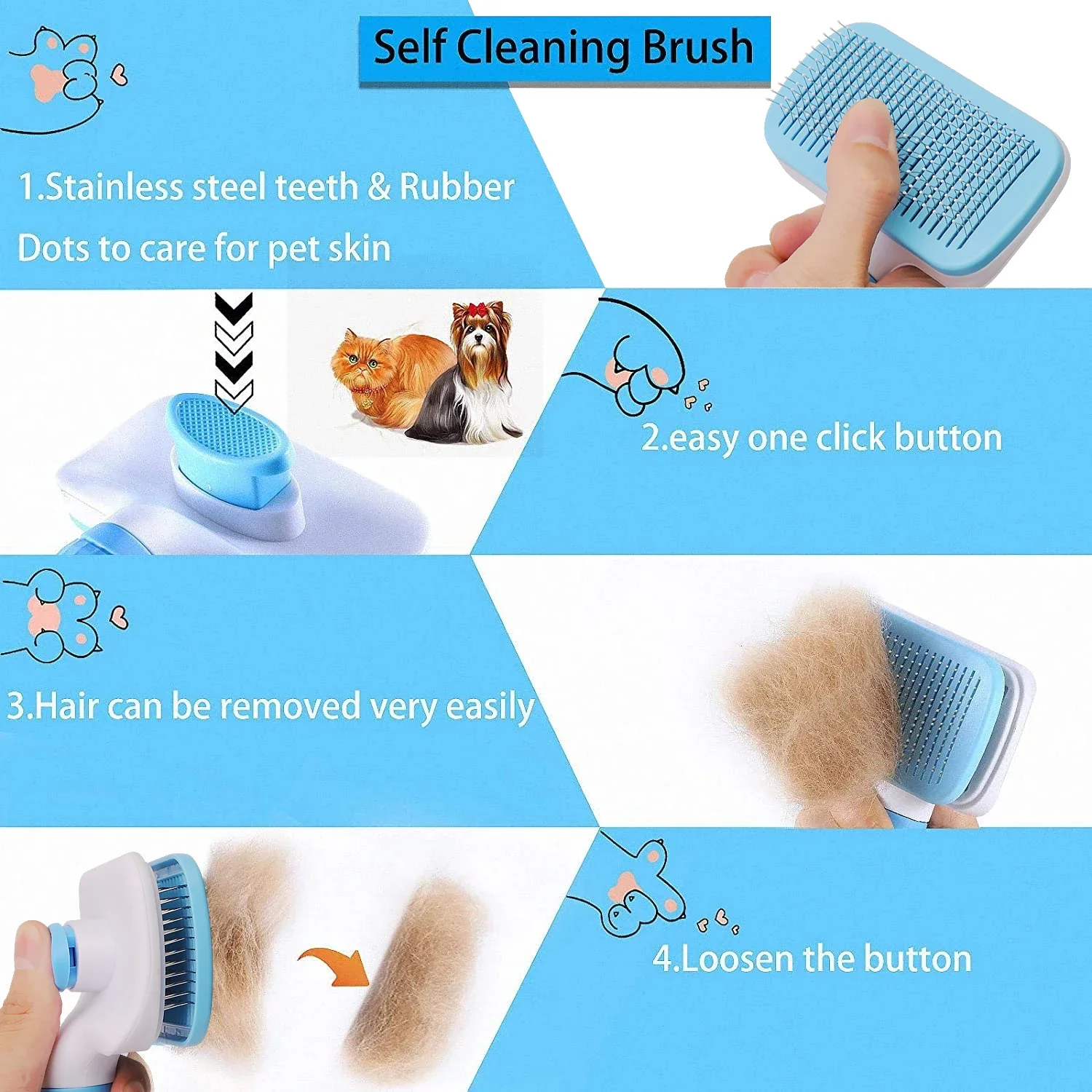 Escova Removedora de Pelos para Cães e Gatos de Pelagem Longa - Imagem 3