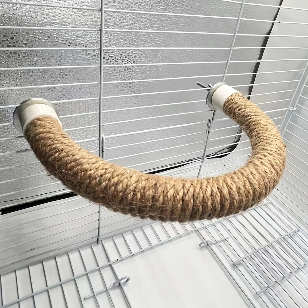 Poleiro de Sisal para Pássaros em U, Brinquedo Dobrável para Gaiola - Imagem 6