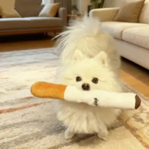 brinquedo de pelúcia para cães em forma de cigarro