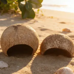 decoração de coco para aquário