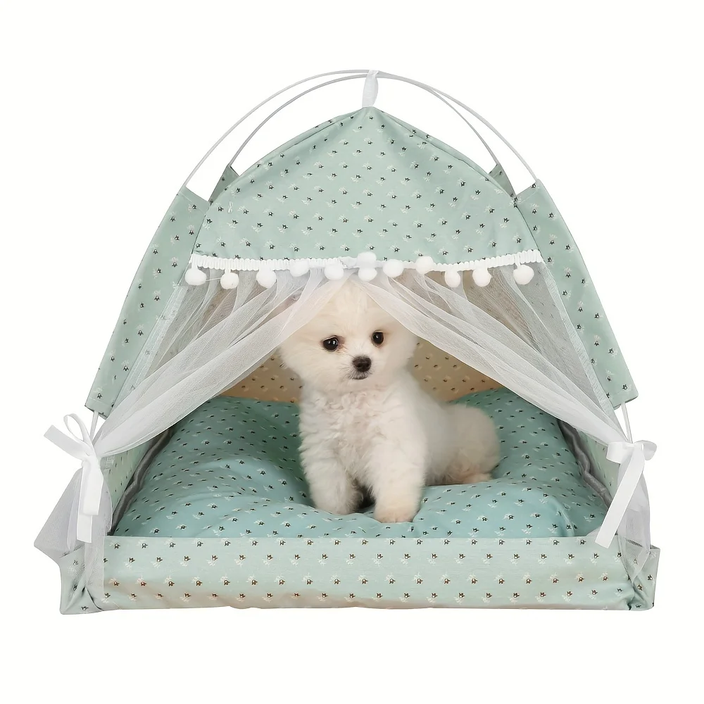 Tenda para Gatos e Cães Pequenos de Poliéster com Almofada Quente - Image 2