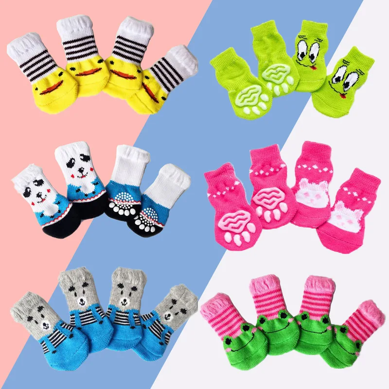 Meias Antiderrapantes para Cães e Gatos, 4 Pares, com Estampa - Imagem 3