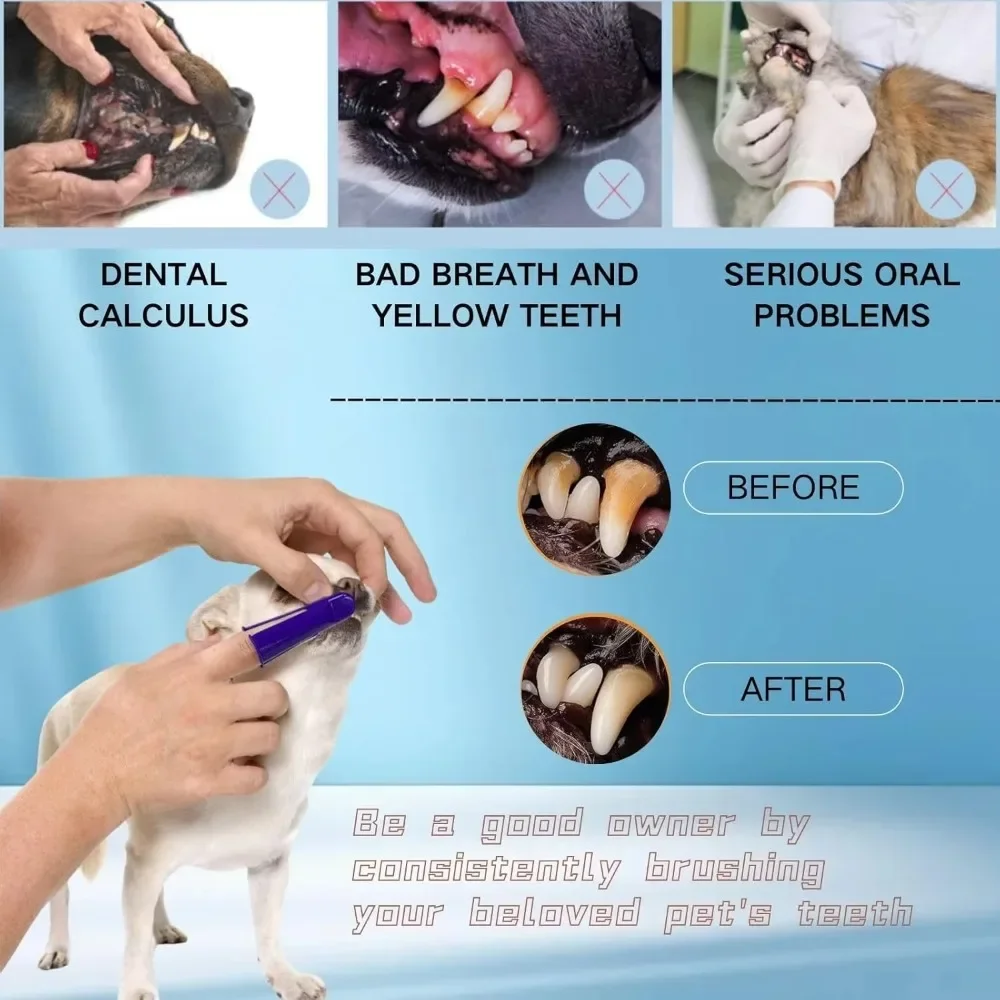 Kit Dental para Cães e Gatos com Escova Dupla e Pasta Sabor Carne - Image 5