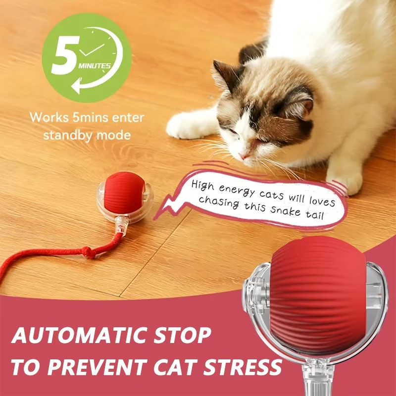 Brinquedo Interativo para Gatos Bola Rolante Elétrica com Cauda Falsa - Imagem 2