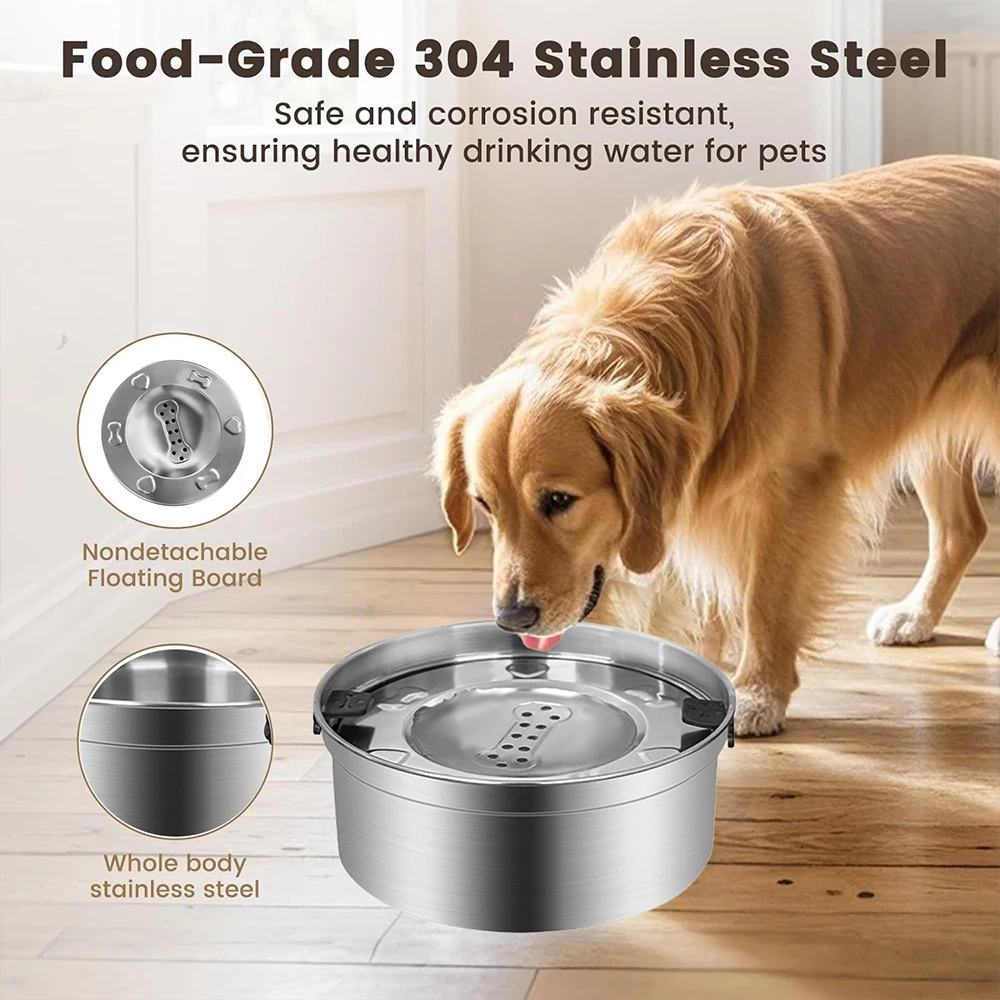 Tigela de Água para Cães 3.2 L em Aço Inoxidável Antiderramamento - Imagem 5