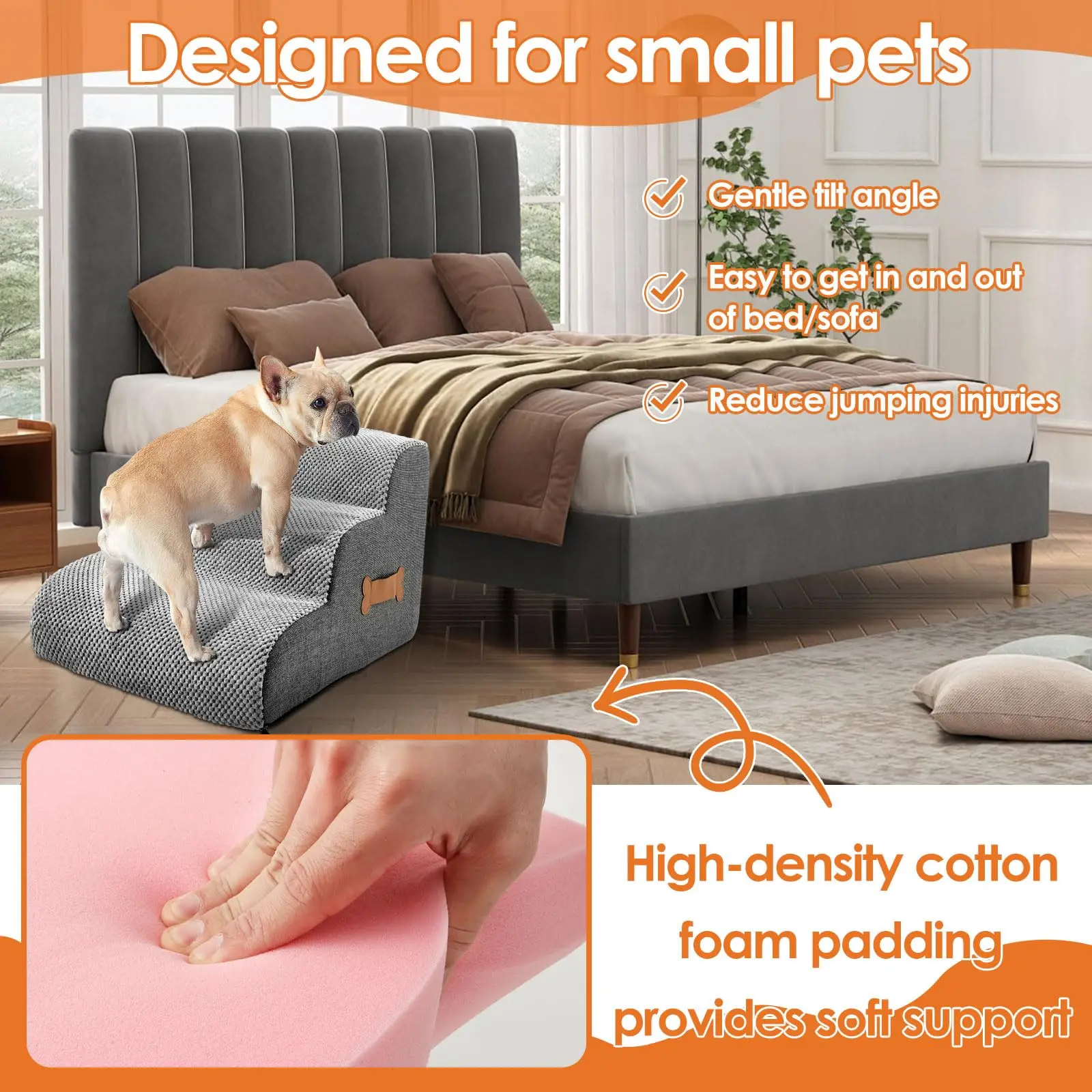 Escada para Cães de Espuma com Capa Impermeável Antiderrapante - Imagem 3
