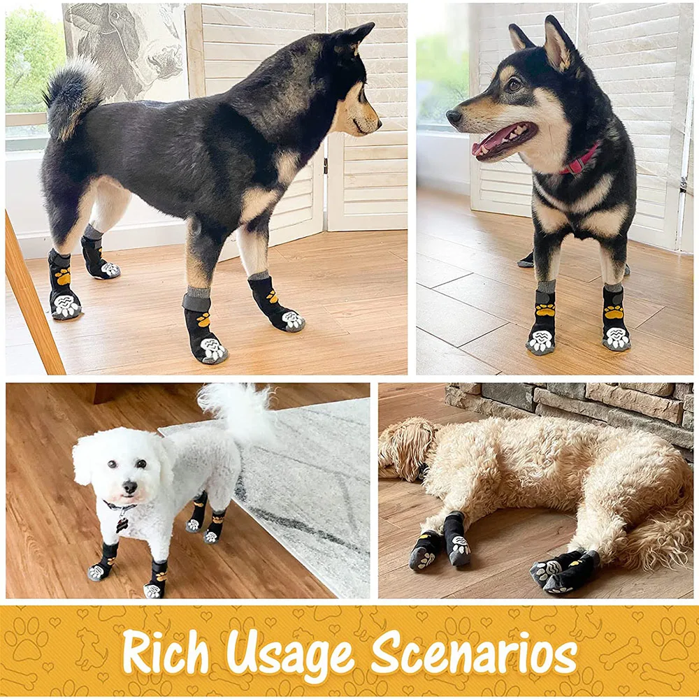 Meia Antiderrapante para Cães com Ajuste e Estampa de Patas - Image 5