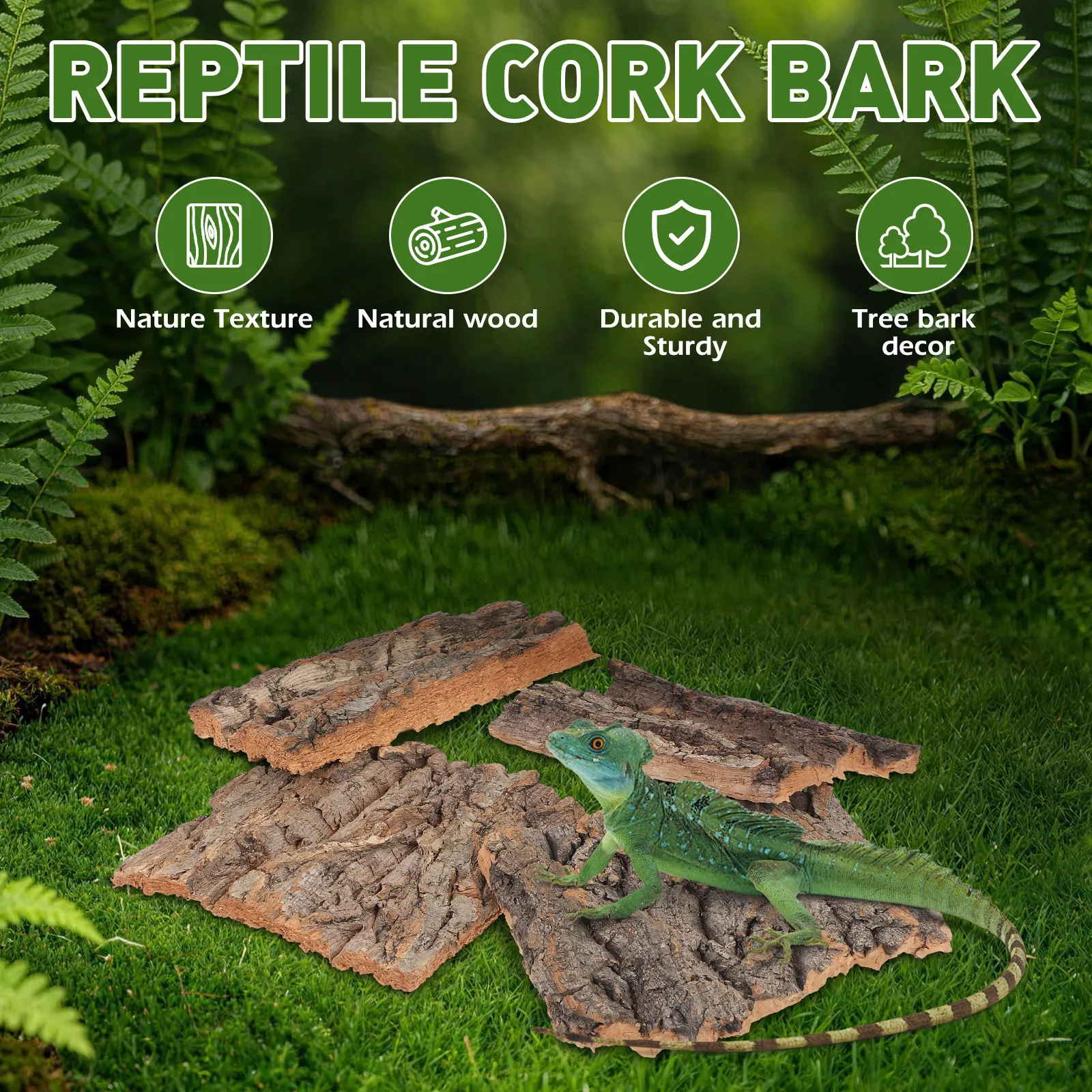 Casca de Cortiça Natural para Réptil 4 Peças para Terrário - Imagem 3
