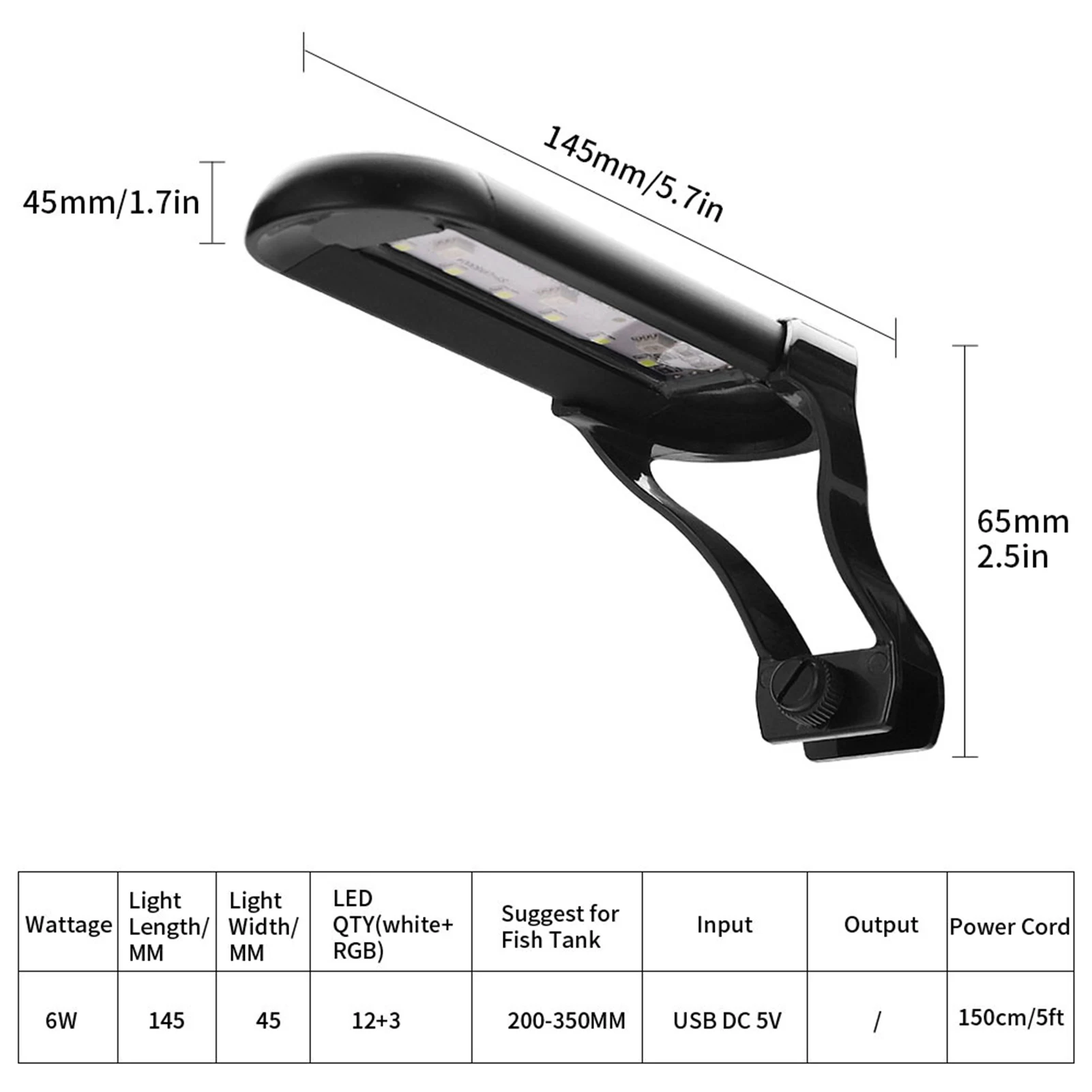 Luminária LED para Aquário de 20-35 cm com Temporizador USB - Imagem 6