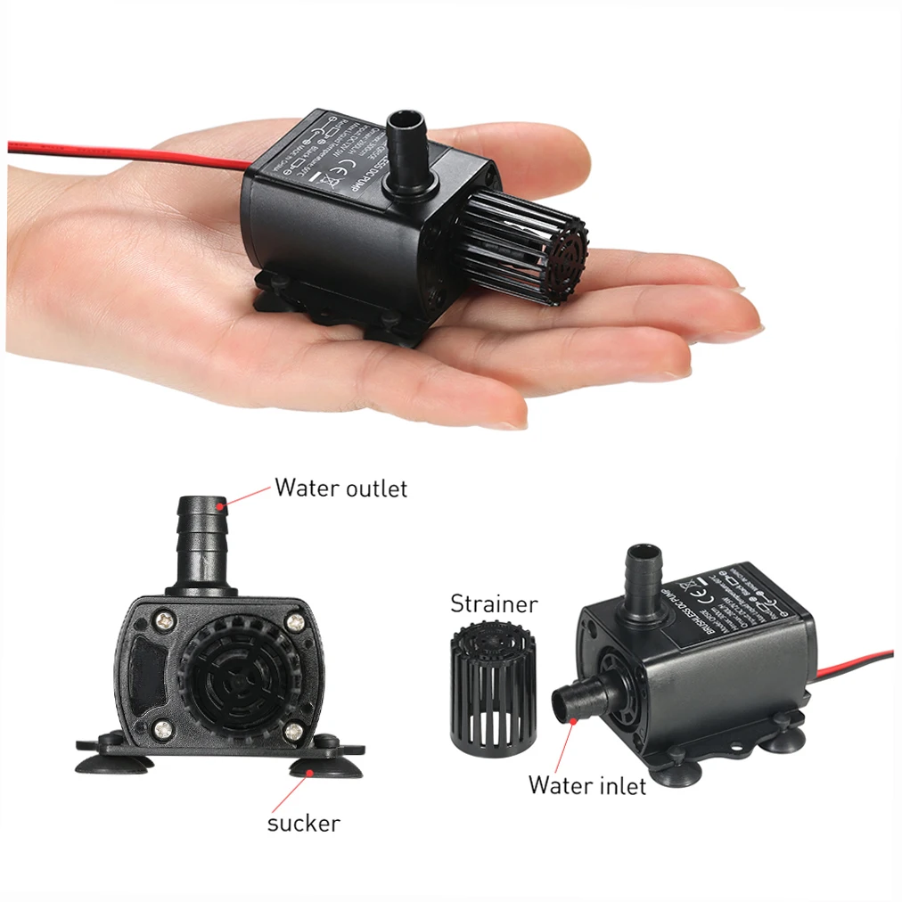 Mini Bomba de Água para Aquário 12V 5W com Ventosas Antivibração - Imagem 6