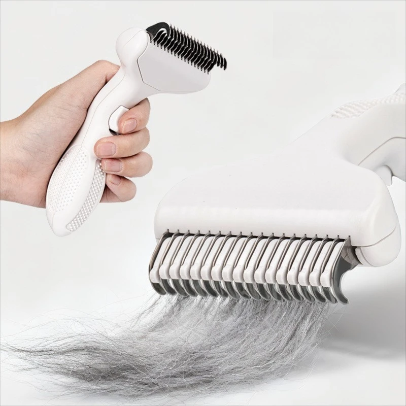 Escova para Cães e Gatos com Lâmina e Remoção de Pelos com Um Clique - Imagem 2
