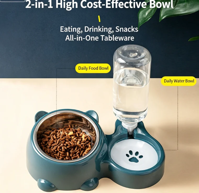 Tigela Dupla para Gatos e Cães Pequenos de Aço Inoxidável Elevada Antiderrapante - Imagem 6