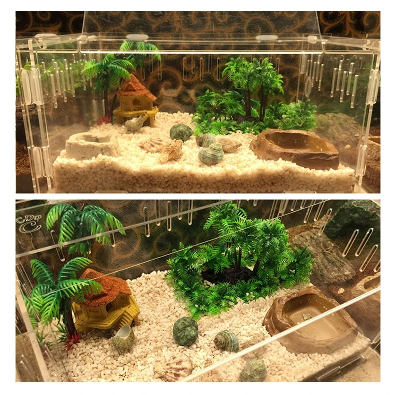 Planta Artificial para Aquário Coqueiro de Plástico com Base - Imagem 2
