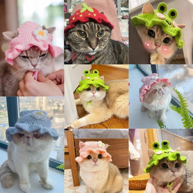Chapéu de Tricô para Gatos e Cães Pequenos para Festas e Fotos - Imagem 4