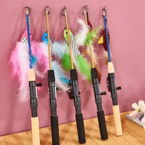 varinha telescópica para gatos com pena