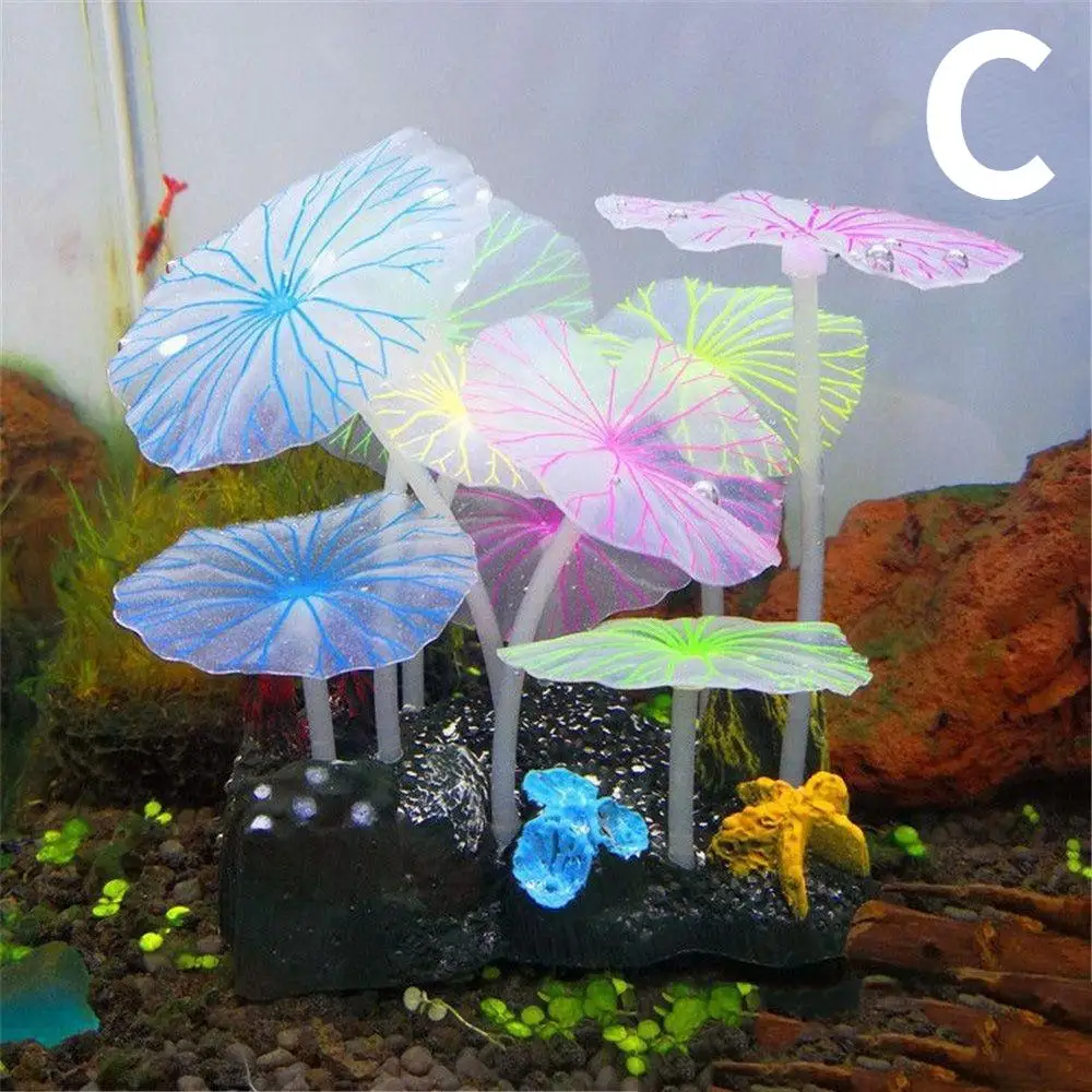 Plantas Artificiais para Aquário 9 pçs Lótus e Cogumelos Fluorescentes - Imagem 4