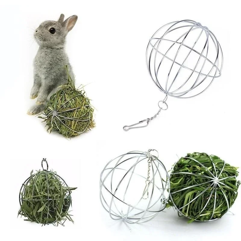 Bolinha Porta Feno para Roedores de Aço Inoxidável 8,5 cm com Gancho - Imagem 5