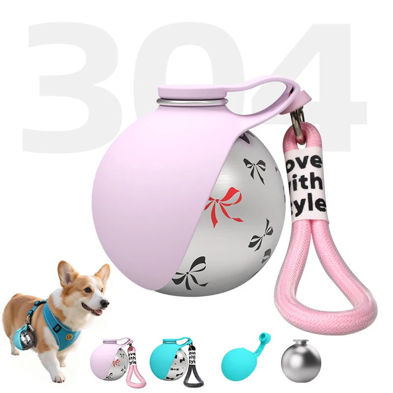 Copo de Água Portátil para Cães e Gatos em Aço Inoxidável com Tigela - Imagem 6