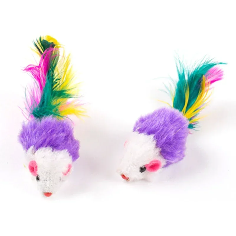 Brinquedos de Gato Rato de Pelúcia com Penas 4,5x2,5 cm para Treinamento - Imagem 6