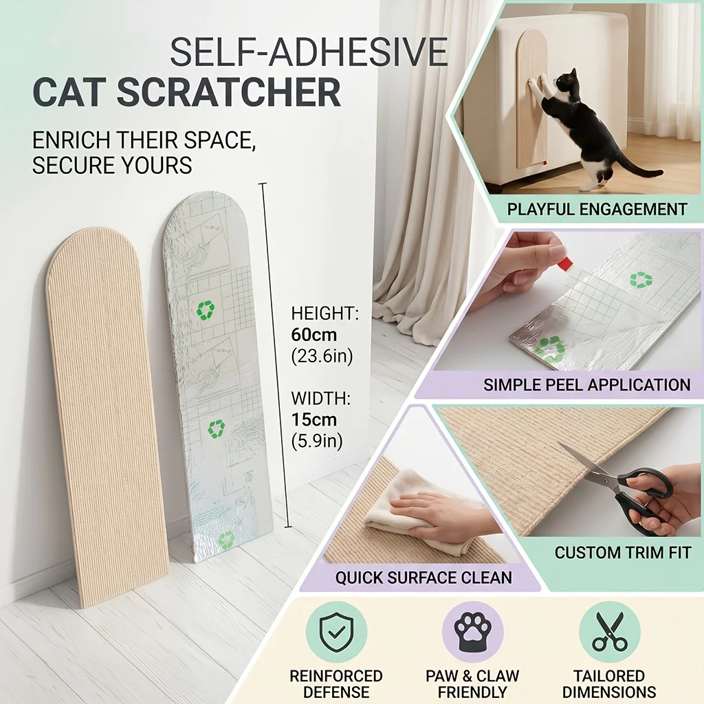 Kit 4 Protetores Adesivos Recortáveis para Gatos Resistentes ao Desgaste - Imagem 4
