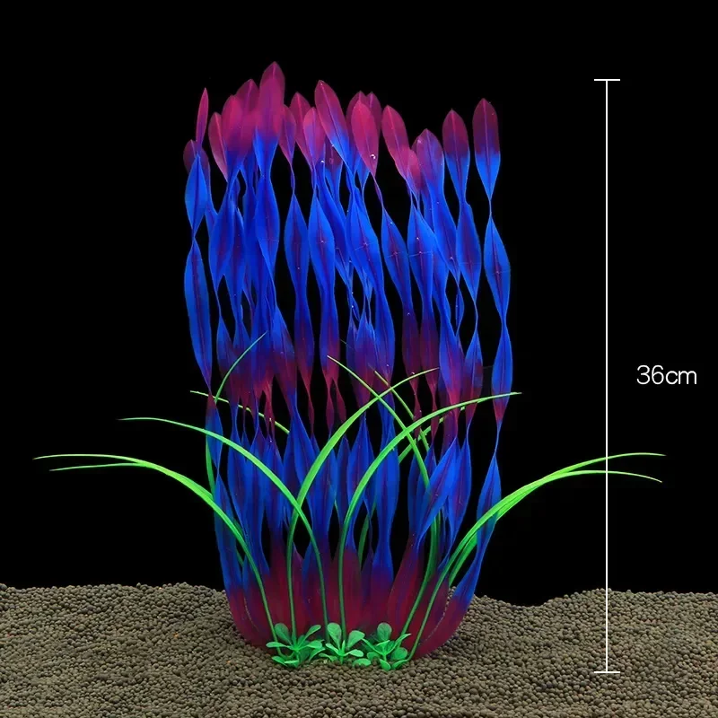 Planta Artificial para Aquário de Plástico com Base de Cerâmica Estável - Imagem 3