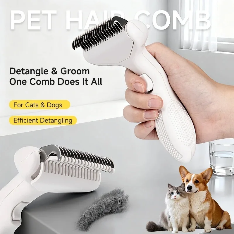 Escova Flutuante para Cães e Gatos de Pelagem Longa, Aço Inoxidável - Imagem 2