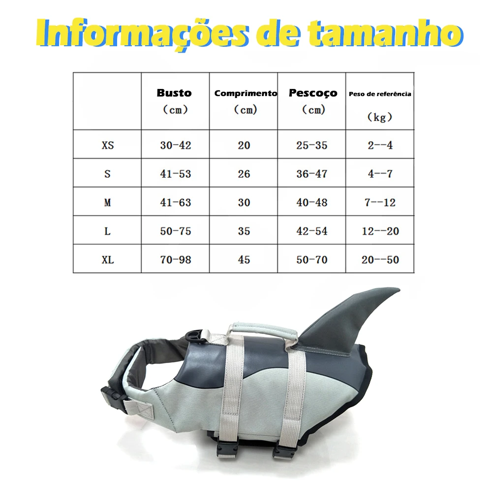 Colete Salva-Vidas para Cães com Estampa Tubarão para Natação - Image 6